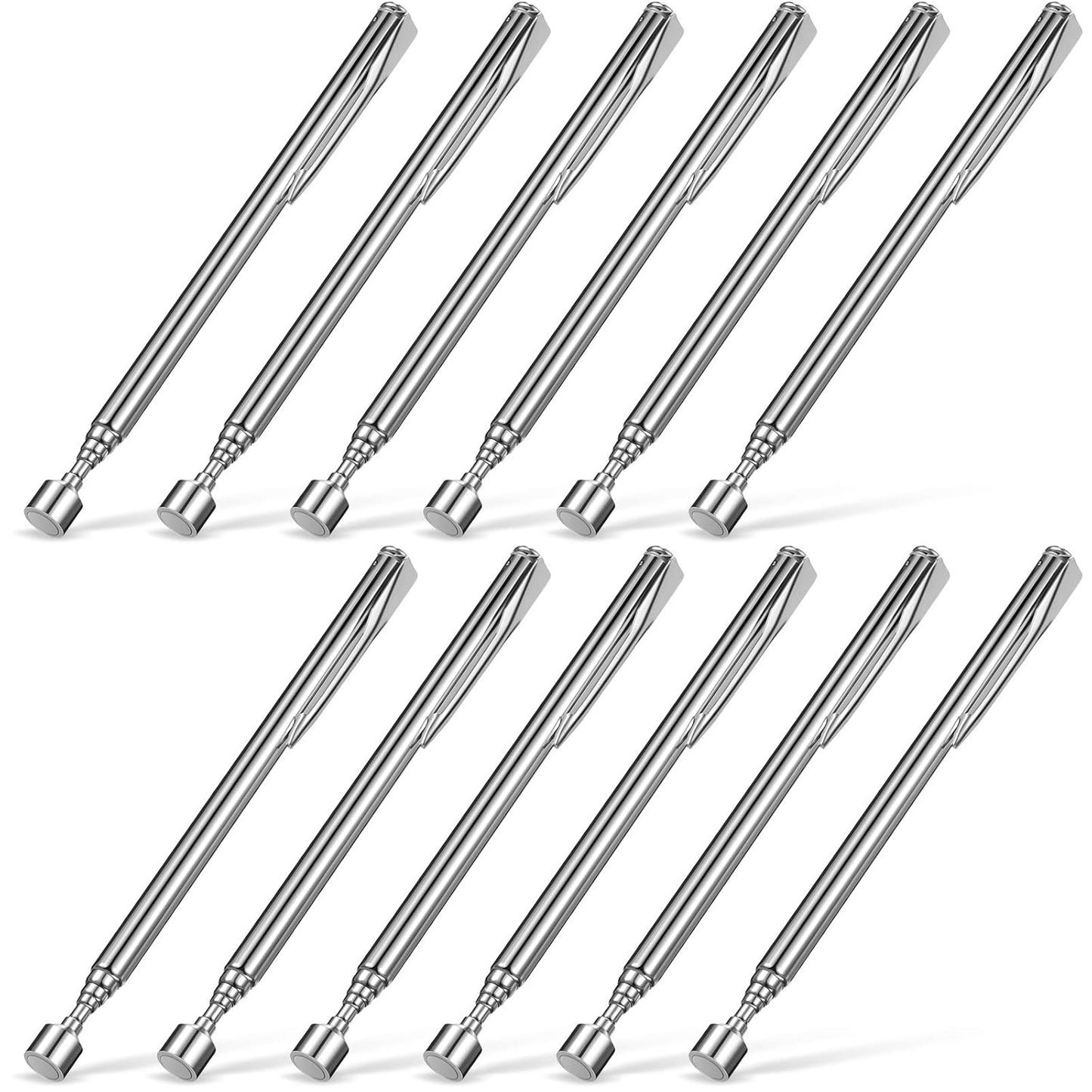 12 Pieces Telescoping Magnet Pickup Tools in 2 Lb Magnetic Stick Gadget with Pocket Clip Magnet Tool to Retrieve Screws Nuts Pins for Men Birthday, Father's Day, Valentine