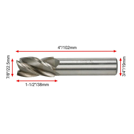 Square End Mill 7/8" Cutting Dia x 3/4" Shank Dia 4 Flute Straight End Mill Cutter