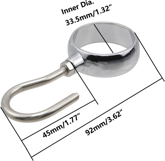 Stainless Steel Closet Rod Hook Robe Tube Hook Wardrobe Hooks for Hanging, Fit for32mm/1.26" Dia Rod -10pcs