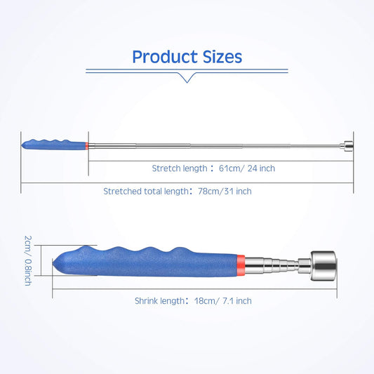 Telescoping Magnetic Pickup Tool 20 Lbs Magnet Extension Tool Telescoping 30 Inch Extendable Stick Gadget for Men Suitable for Birthday Valentine's Day Father's Day Christmas(Blue and Black,4 Pieces)