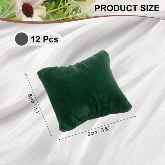 12pcs Velvet Bracelet Watch Pillow, Jewelry Display Pillow for Bracelet, Watch, Anklet, Bangle, Dangle Earring and Necklace Green