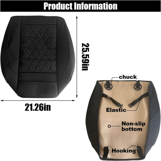 Leather Car Seat Cover, Auto Front Bottom Seat Cover Luxury Car Seat Protector Anti-Slip Waterproof Cushion Cover with Storage Pocket, for Most Cars, Trucks, SUVs (Black)