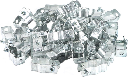 Conduit Hanger with Bolt Features, 1/2 Inch Zinc-Plated Steel, Pack of 50 - Insulated Supports or Threaded Rods for EMT, Rigid Conduits