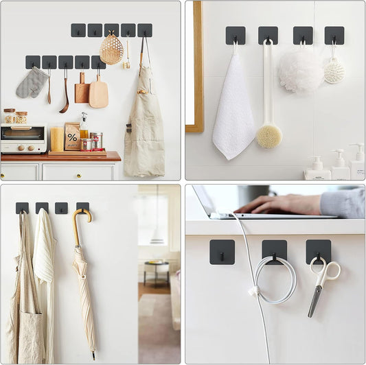 2 Types of Black Adhesive Hooks Bundle