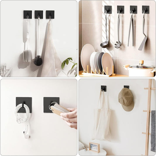2 Types of Black Adhesive Hooks Bundle