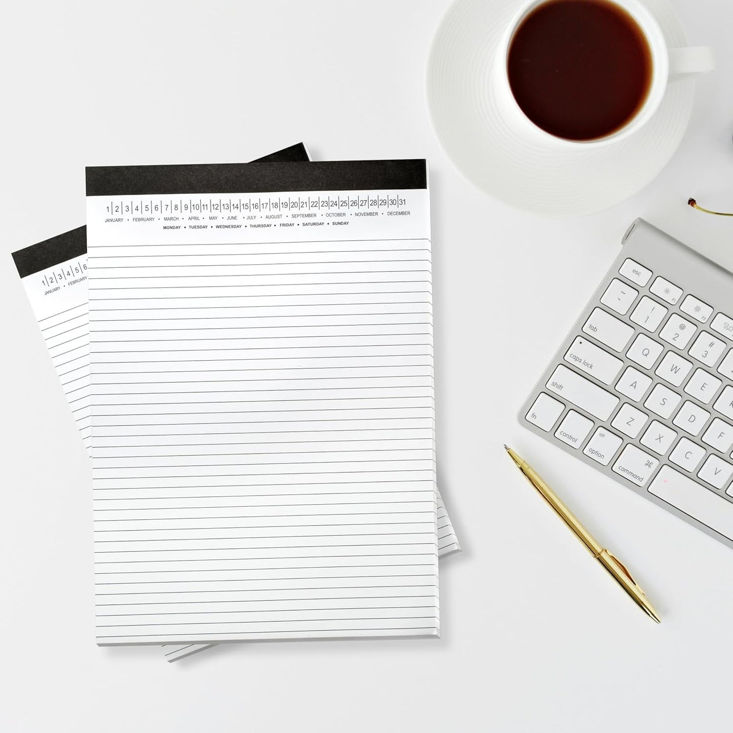 Legal Pads 8.5 x 11 with Date on Top, Narrow Ruled, White Note Pads College Ruled Writing Tablets for Office, School, 50 Sheets, 3 Pack