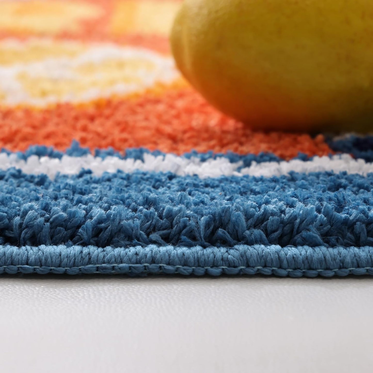 Sardine Can Bath Mat, Blue Bathroom Rugs for Bedroom, Soft Washable Rug Non Slip Cute Kitchen Bath Mats for Bathroom Funny Cartoon Fish and Lemon