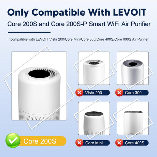Core 200S Replacement Filter Compatible with LEVOIT Core 200S and Core 200S-P Smart WiFi Air Purifier, 3-in-1 H13 True HEPA Activated Carbon Filter, Core 200S-RF, White, 4 Pack