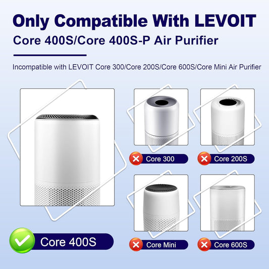 Core 400S Replacement Filter for LEVOIT Core 400S and Core 400S-P Smart WiFi Air Purifier, 3-in-1 H13 True HEPA Activated Carbon Filter, Core 400S-RF (LRF-C401S-WUS), White, 2 Pack