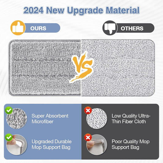 Flat Mop Head Replacement Pads Compatible with Joy-MOOP Mop and Bucket Set, Reusable Washable Squeeze Microfiber Mop Refills for Oshang Bosheng Mop - 13" X 4.9", Grey Only