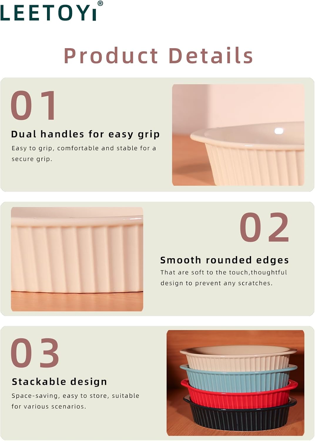Porcelain Small Oval Au Gratin Pans, Baking Dish Set for 1 or 2 person servings, Bakeware with Double Handle for Kitchen and Home, Set of 2 (White)