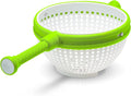 Spina 2-In-1 Easy-To-Use, Collapsible Salad Spinner & Straining Colander for Salad, Fruit, Vegetable, Lettuce - White/Green