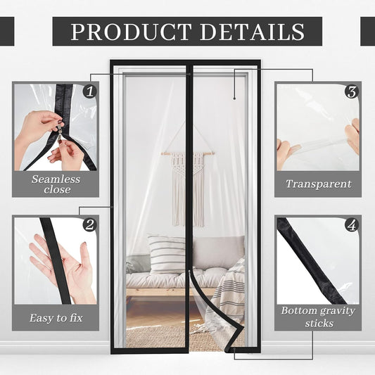 Amylove Zipper 60 x 102 Inch Dust Barrier Door Kit Construction Door Barrier 5 x 8.5 ft Reusable Plastic Curtain Cover Containment Standard Doorway Temporary Wall Screen Sheeting for Bathroom Hallway