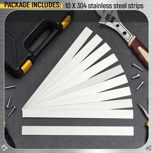 Amylove 10 Pcs Metal Strips Shim Stock Metal Sheet Shims Gap Filler Trim Strip 0.02'' Thickness(Stainless Steel,1'' Width)