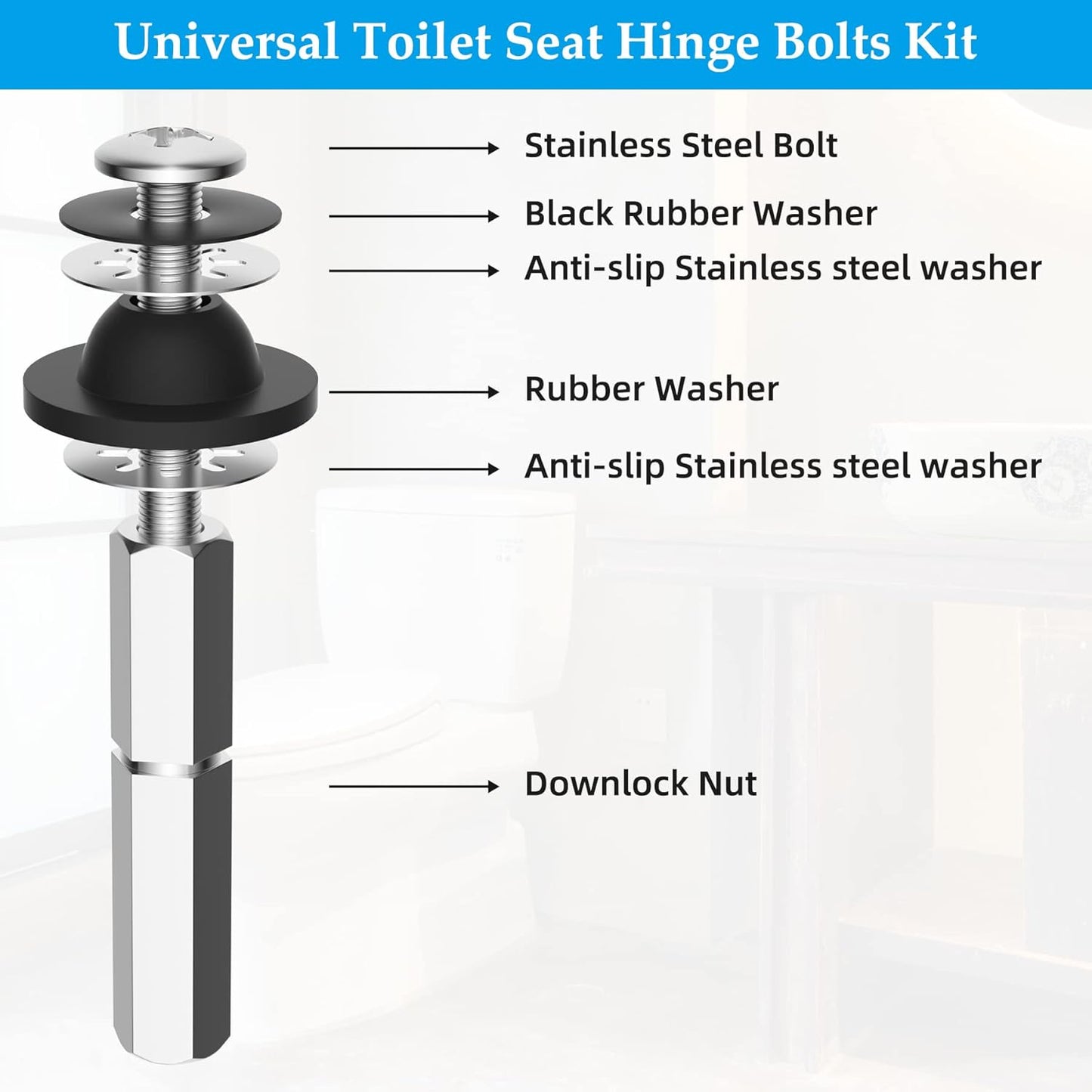 Bidet Attachment for Toilet with 2 PCS Universal Toilet Seat Bolts Kit