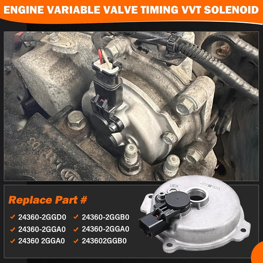 24360-2GGD0 Engine Variable Timing Solenoid with Sensor for 2015-2021 Hyundai Sonata Santa Fe Tucson Genesis G70 Kia Optima Sorento Sportage Stinger 2.0 2.4L 24360-2GGB0 24360-2GGA0 VVT Solenoid