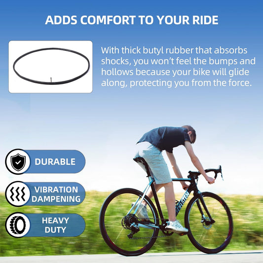 Bicycle Tubes Race 28 700x20-25C 700x32-47C Bike Tube, 700C Inner Tube with Presta Valve Super Value Bundle (Pack of 6 Tubes & 2 tire Lever)