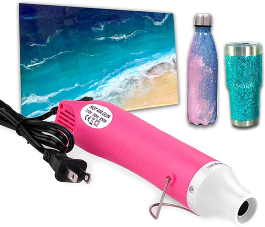 Pink Heat Gun for Crafts and (24-Pack) Easter Eggs Life-Size Wooden Egg for Painting