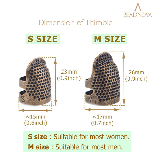 Thimbles for Hand Sewing Thimble Finger Protectors for Sewing Accessories and Tools Thimbles for Hand Quilting Knitting Hand Embroidery Sewing Finger Protector (Sizes S and M, 4 Pcs)