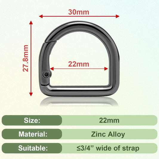 CooBigo 10Pcs Small D Ring Carabiner Clips, Metal Tiny Keychain Spring D Rings Hook for Car Keyring, Backpack Clips, Webbing Buckle, Paracord Keyrings, Dog Tag Clip, Purse Chain Hardwa (GunBlack)