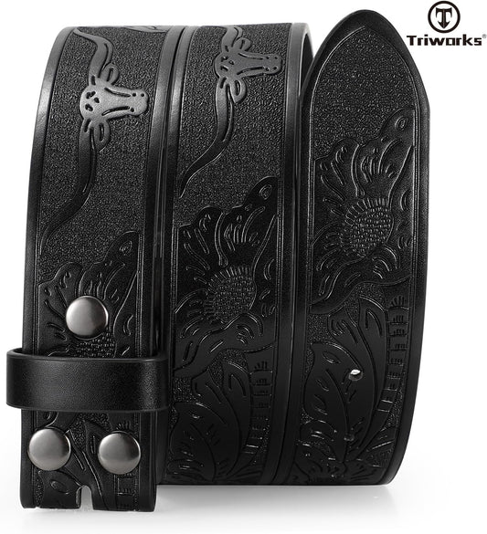 Western Belts for Men without Buckle Cowboy Cowgirl Leather Mens Belts for Jeans