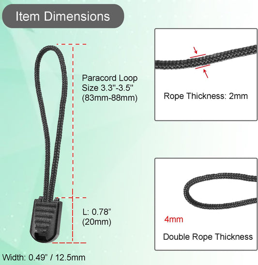 10 Pack Backpack Replacement Zipper Pulls Black