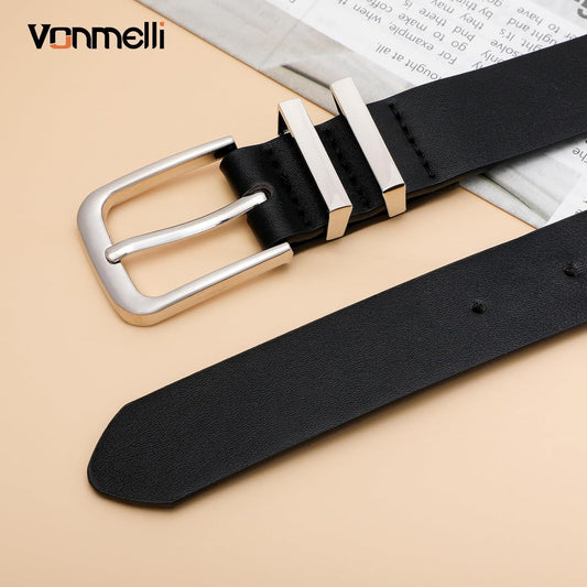 Women's Soft Faux Leather Belt for Jeans Pants Dress Fashion Ladies Waist Belt with Gold/Silvery Buckle