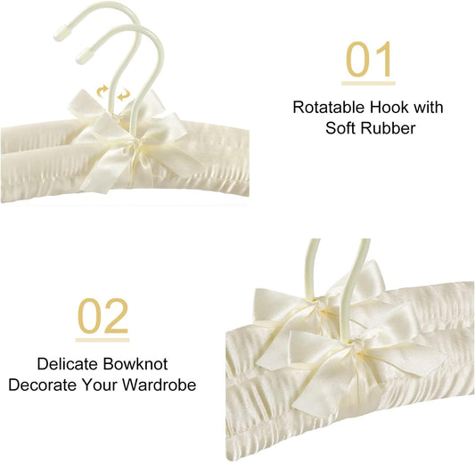 TOPIA HANGER Padded Hangers for Women Clothing,17-inch Satin Hangers 10 Pack Thick Foam Padded No Shoulder Bump for Sweaters, Coat, Blouses, Dresses-Ivory,CT18I-10