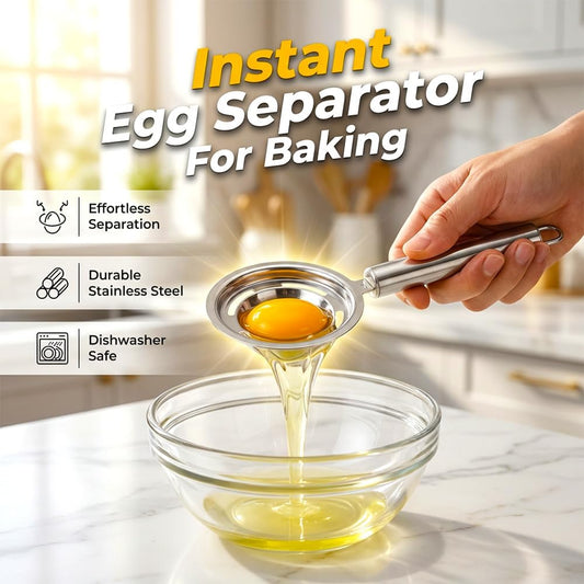 Egg Yolk Separator, Stainless Steel Egg Yolk Separation Tool, Egg Sifting Filter Divider with Hook for Baking & Cooking Kitchen Gadget (1PC)