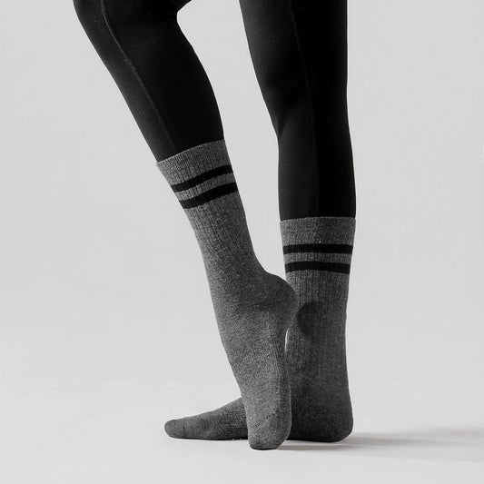 Womens Striped Socks Cotton Athletic Running Chioned Calf Socks Casual School Style 3 Pairs