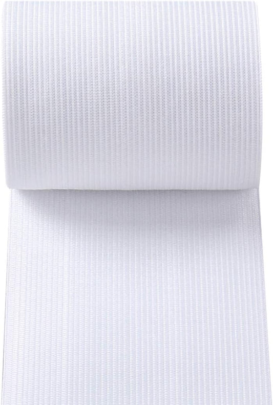 Knit Elastic Bands for Sewing White Heavy Stretch High Elasticity Flat Elastic Cord 3 Inch Wide Braided Elastic Spool 10 Yard