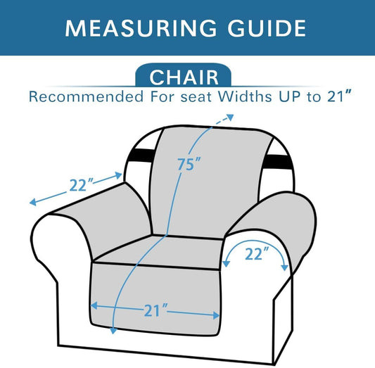 Chair Slipcover Reversible Chair Cover Water Resistant Couch Cover Washable Chair Cover Non-Slip Fabric Furniture Protector with Elastic Strap for Pets(Armchair, Ivory/Beige)