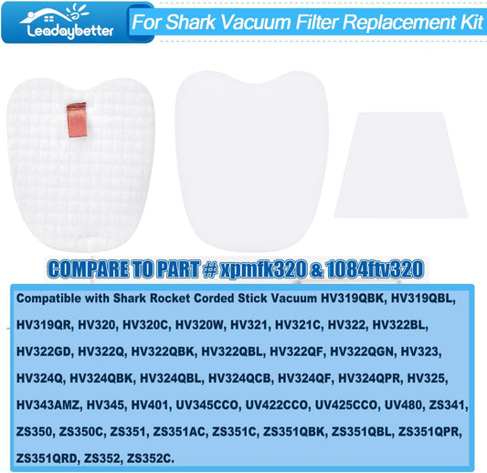 8 Pre-Filters (4 Foam+4 Felt) and 4 Post-Filters for Shark Rocket Zero-M Ultra-Light Corded Stick HV345 ZS350 ZS350C ZS351 ZS351C ZS352 Vacuums, Replaces Part # XPMFK320 & 1084FTV320