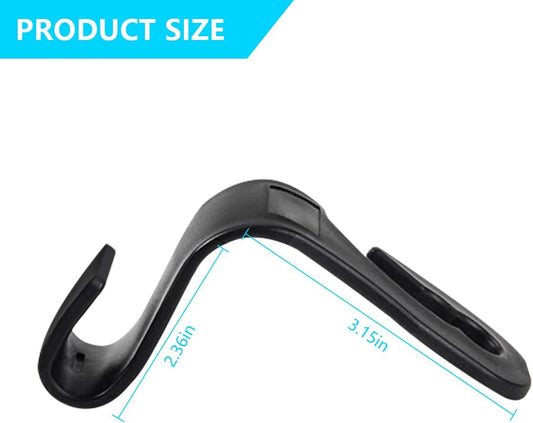 2PCS Car Seat Headrest Hooks, Cute Bow Vehicle Hooks for Purses and Bags, Automotive Purse Hook Hanger Interior Decoration Accessories, Universal for SUV, Sedan, Truck (Black Line)