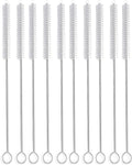 12 Inch Extra Long Straw Brush Cleaner (10 Pack), Flexible Nylon Tube Cleaning Brushes with 0.4 Inch Bristle Head, Rust-Proof Stainless Steel Wire for Reusable Tumbler Straws, Pet Fountains & Pipes