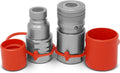 1/2" Skid Steer Bobcat Flat Face Hydraulic Quick Connect Couplers/Couplings Set w/Dust Caps.