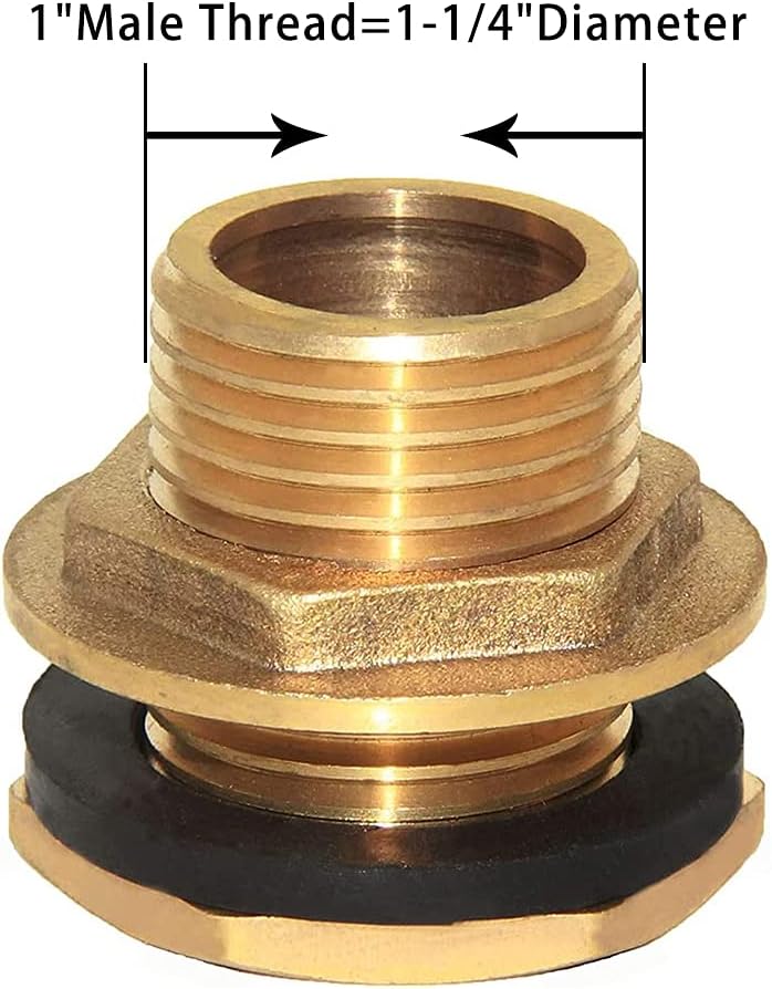 1" Male And No Female Inside Soild Brass Water Tank Connector Bulkhead Tank Fitting With Rubber Ring Stablizing