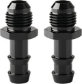 6AN Male Flare to 3/8 Hose Barb Straight Fitting Adapter Aluminum Black 2PCS.