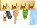 Key Holder for Christmas Wall Decorative, Adhesive Stainless Steel Key Hooks, Key Hanger Key Organizer Towel Hook Coat Hanger for Entryway Hallway Kitchen (Four Rows, Golden 1 PC).