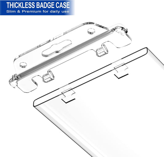 Clear ID Badge Holder Hard Plastic ID Holder for Lanyard by , Permanent Locking, Vertical, 10 Pack