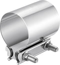 2.5 inch Exhaust Clamp, 2 1/2" Butt Joint Band Clamp Sleeve Coupler Stainless Steel for Pipes,Mufflers,Catalytic Converters (1PC, 2.5 in)