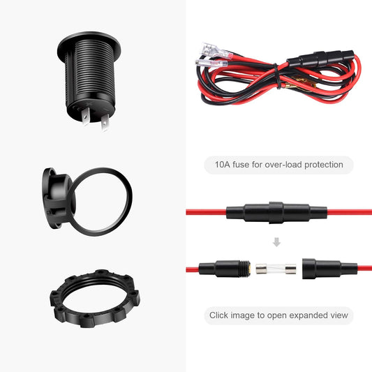 Cigarette Lighter Socket Car Marine Motorcycle ATV RV Lighter Socket Power Outlet Socket Receptacle 12V Waterproof Plug by