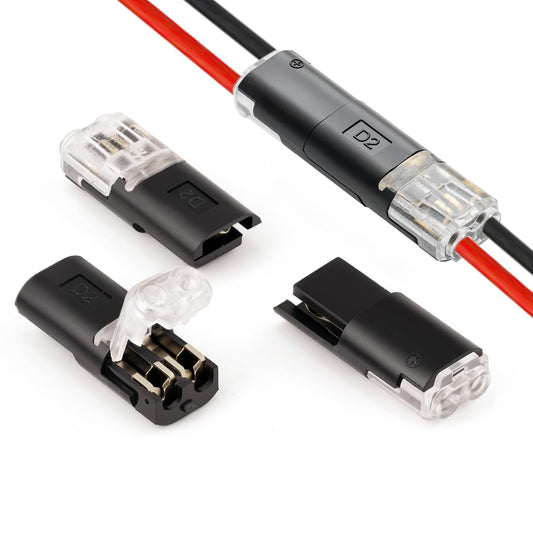 50 Pack Wire Connectors, Low Voltage 2 Pin Quick Splice Wire Connectors, Solderless Wire Splice Connector for 12V Landscape Lighting, LED Light Strips, and Home Wiring Projects