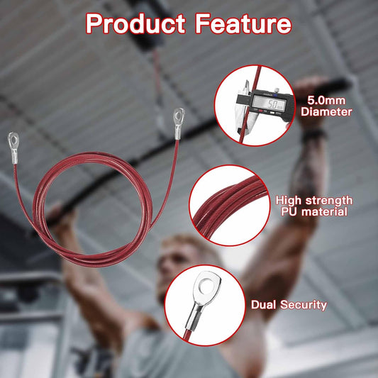 Replacement Cables for Home Gym, Fitness Pulley Cable, Weight Machine Cable -Thick 5mm(0.2inch) Heavy Duty Steel Wire Rope Gym 138''