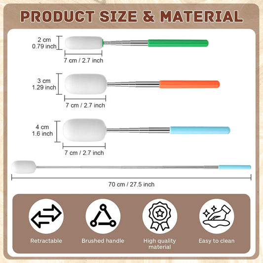 3 Pcs Telescoping Sponge Stick for Pottery 27 Inches Long Detachable Sponges Removing Excess Water, Shaping Tall/Narrow Vessels and Cleaning(Light Color) Light Color