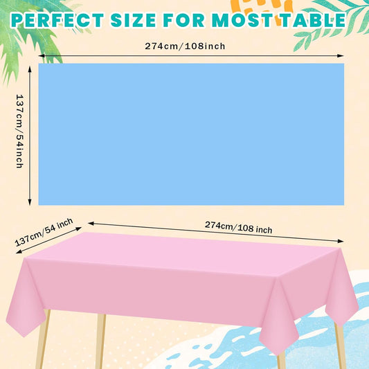 12 Pcs Hawaiian Plastic Tablecloths 54 x 108 Inch Disposable Rectangle Waterproof Table Cover for Birthday Wedding Anniversary Fine Dining Luau Summer Party Decoration Supplies Hawaii