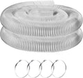 6 Inch, 10 ft Heavy PVC Dust Collection Hose, Flexible Clear Fume Hose with Stainless Steel Wire Coil and Clamp, Puncture Resistant Vacuum Fittings Collector Accessories