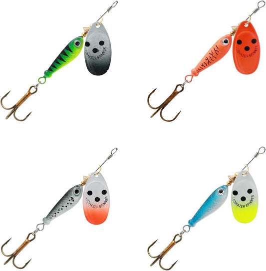 4Pcs Fishing Lure Spinner Baits, Bait Bionic Hard Baits,Metal Rotating Sequin baits for Bass, Trout, Walleye, Northern Pike and Salmon 0.63oz