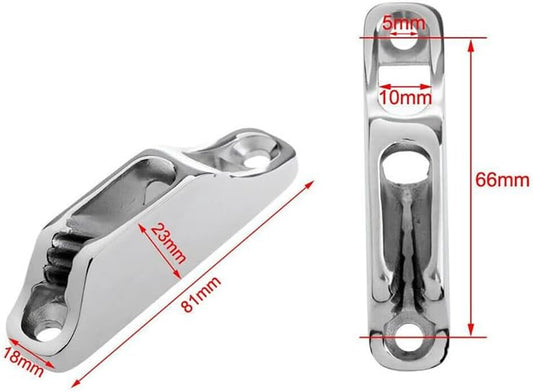 2pcs Boat Rope Clam Cleat 18 x 82mm Stainless Steel for 3 to 5mm Line fit Kayak