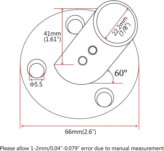 7/8'' 60 Degree Stainless Steel Boat Round Base Handrail Fittings